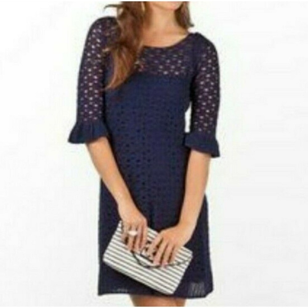 Lilly Pulitzer Shauna Tunic Dress Crochet in True Navy‎ Size Small